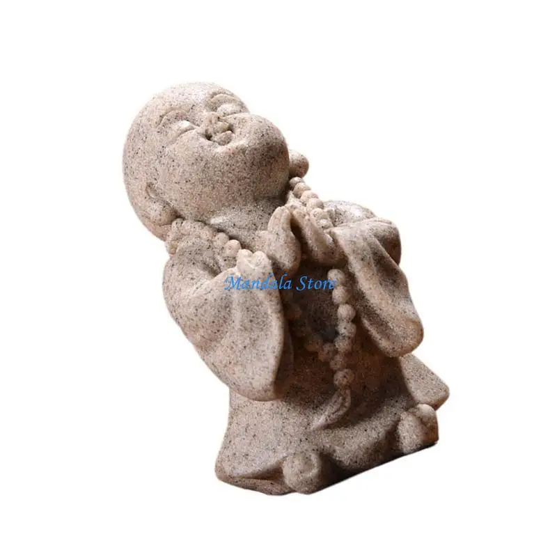 

U2JC Resin Monk Statue Buddhism Figurine for Home Decoration and Office Culture