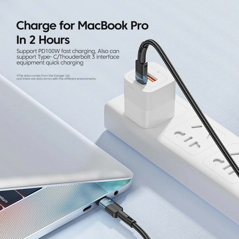 Essager 100W USB Tip C USB C Kablosu USB-C PD Hızlı Şarj Şarj Cihazı Tel Kablosu Macbook Samsung Xiaomi Tip-C USBC Kablosu 3M