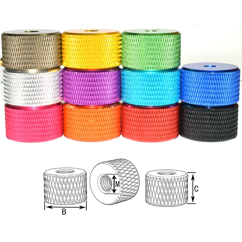 M5 Extra Thick Knurled Thumb Nuts , 6061 Aluminum Alloy Adjustment Nuts, 11 Colors, Hardware Parts for Inspection Equipment
