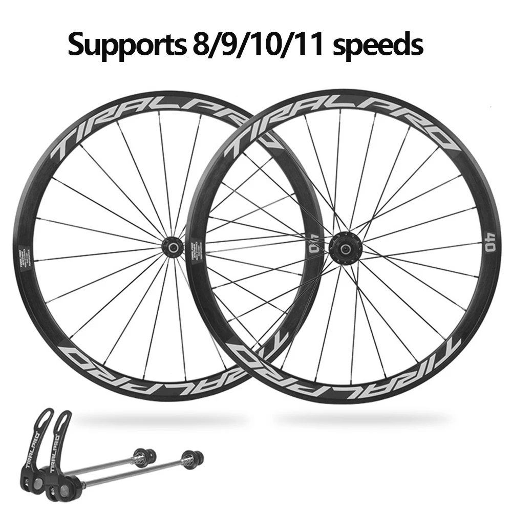 Road Wheel Set 700C Aluminum Alloy 5 Pelin Wheel Rrim 144 Rings Six-jaw Knife Rim Hub Flat Spokes