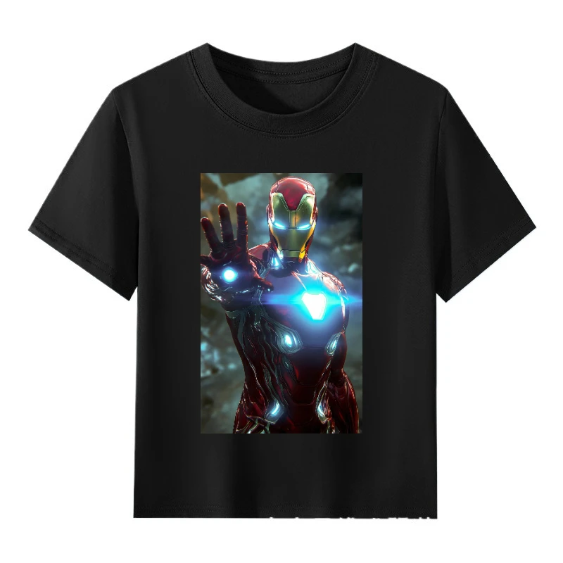 

Marvel Iron Man Children's Short-sleeved T-shirt Cool and Stylish Iron Man Print Pure Cotton T-shirt Boys' and Girls' Clothing