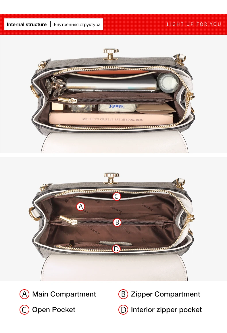 FOXER PVC-Leder Schulter-Crossbody-Taschen Vintage Signature Tote Bag Retro Mode Damenhandtasche Lässige Reisetasche für Frauen – Detail 12