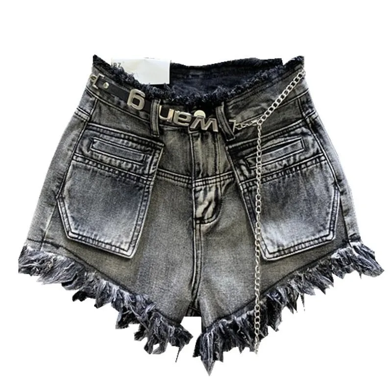 American New Vintage Washing Makes Old Niche Design With Raw Edge Jeans Female Summer High Waist And Slim Hot Pants Short Pants