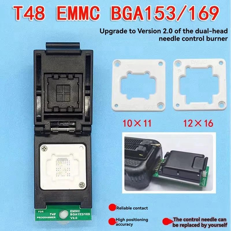 For T48 Programmer EMMC Adapter for BGA153/BGA169 with Replaceable Head Probes Holder-A57M