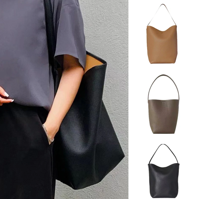 Bucket  Large Women's Tote Bag Shoulder Bag Luxury Designer Genuine Leather Handbag Japanese Popular Soft Row