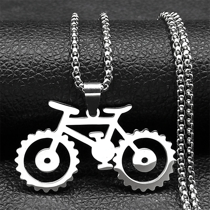 Trendy Fahrrad Anhänger Halskette Für Frauen Männer Edelstahl Gold Silber Farbe Männlichen Hiphop Geometrische Fahrrad Radfahren Kette Schmuck – Detail 4