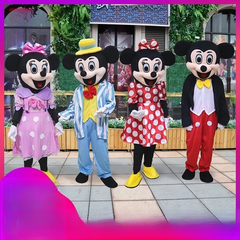 

Disney Mickey Minnie Mouse Mascot Costume Adult Size Outfits Walking Doll Christmas Fancy Party Stage Show