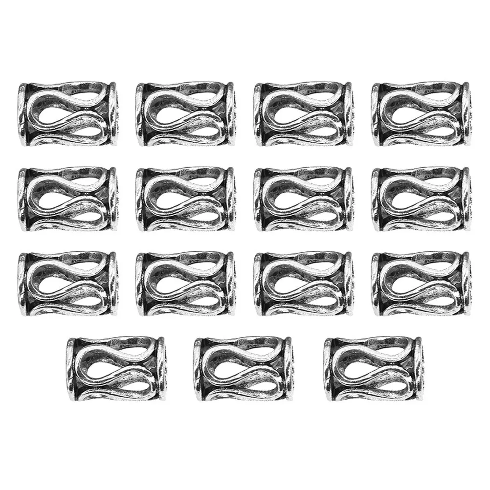 15Pcs DIY Hair Braid Cuffs Hollow Vintage Dreadlocks Rings Braiding Beads Hair Jewelry Festival Accessories Dreadlocks Ring