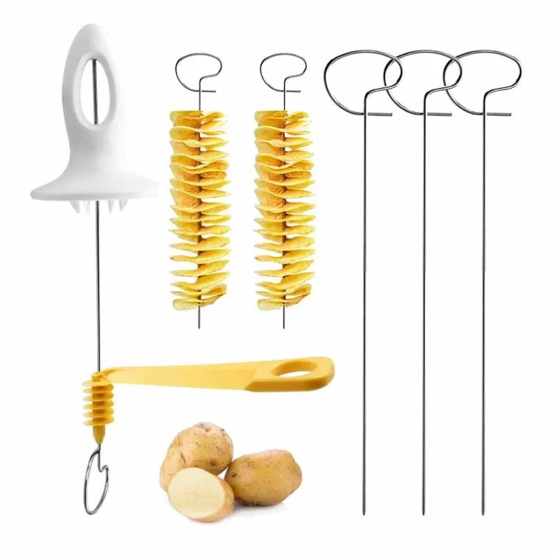 Rotate Potato Slicer 3 String Twisted Potato Slice Cutter Spiral DIY Manual Creative Kitchen Gadgets Vegetables Spiral Knife