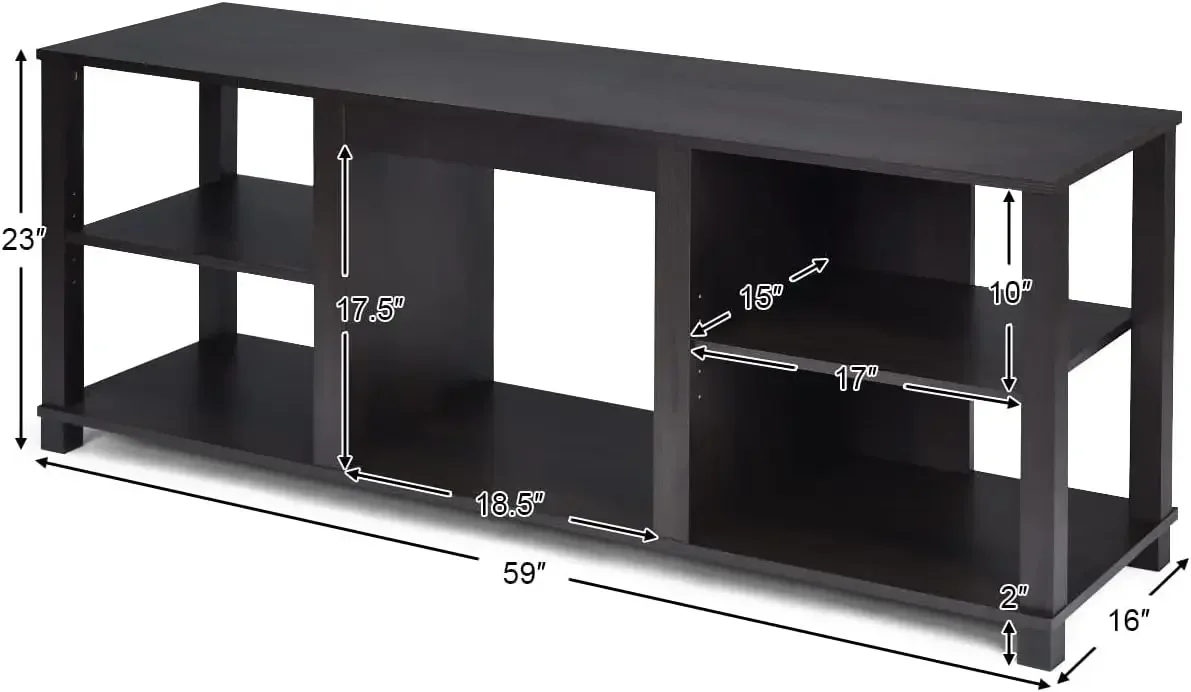 3-Tier TV Stand with Storage, Wood Multipurpose Entertainment Center for 65 In TV, TV Console Table 1400W Electric Fire Place