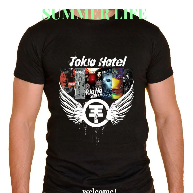 Tokio Hotel Tshirt Group Music Y2K Aesthetic Baby Tee 2000s Street Wear Short Sleeve Summer Kaulitz Top Tee Harajuku Y2k Clothes