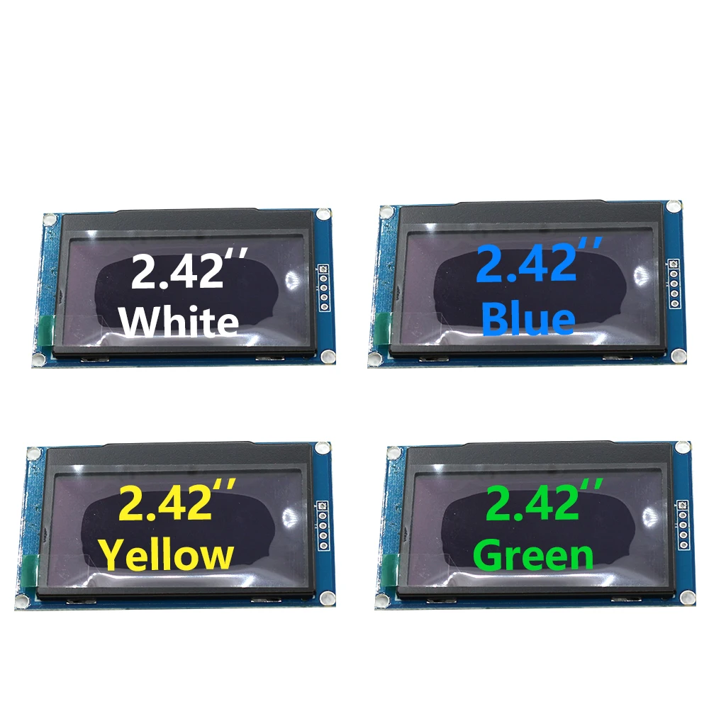 아두이노 STM32 용 OLED 디스플레이 모듈, 4 가지 색상, 2.42 인치, 128x64, 4 핀, SSD1309, 128X64, IIC I2C