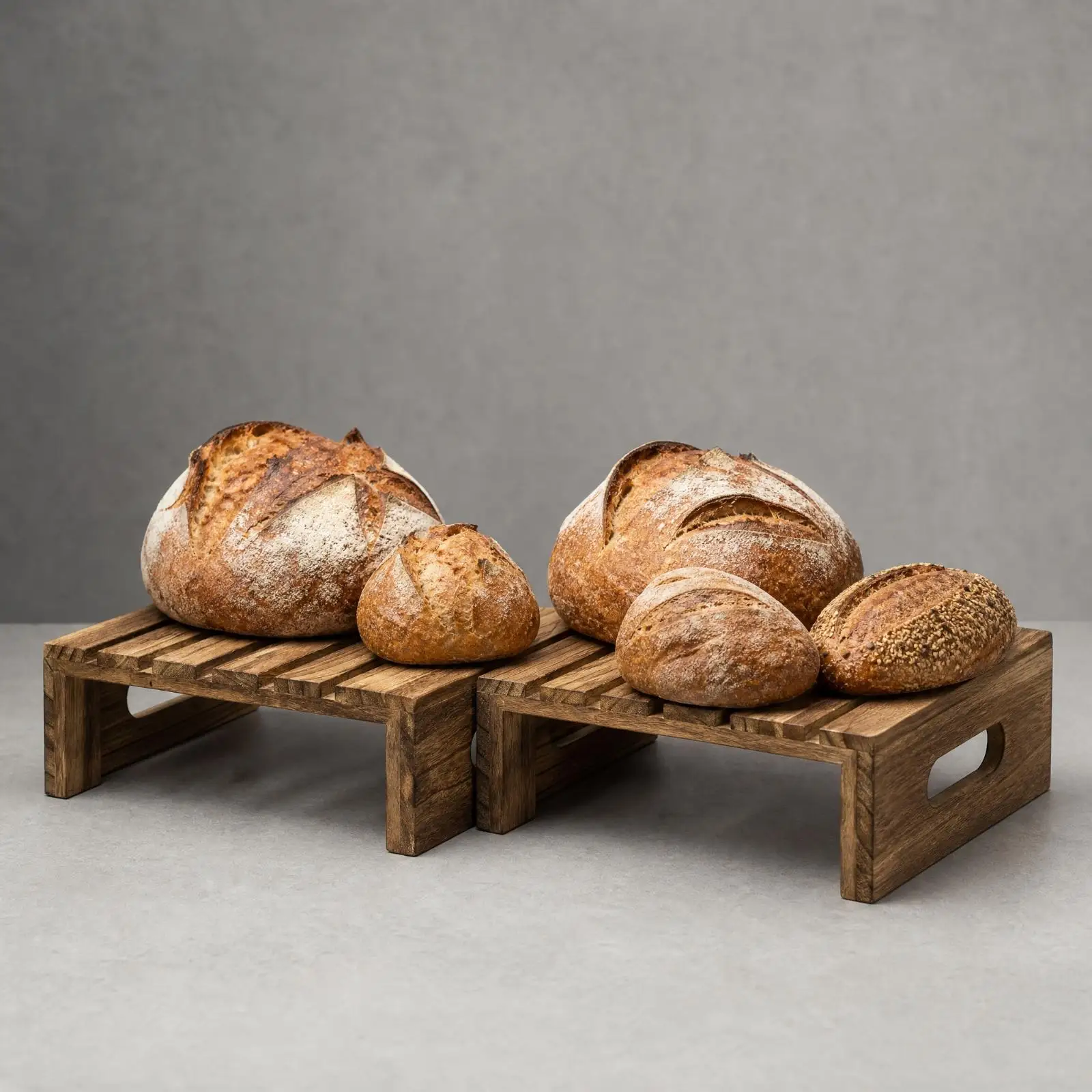 Pre Assembled Wooden Display Shelf for Wedding Buffet Table with Slatted Base and Carry Handles
