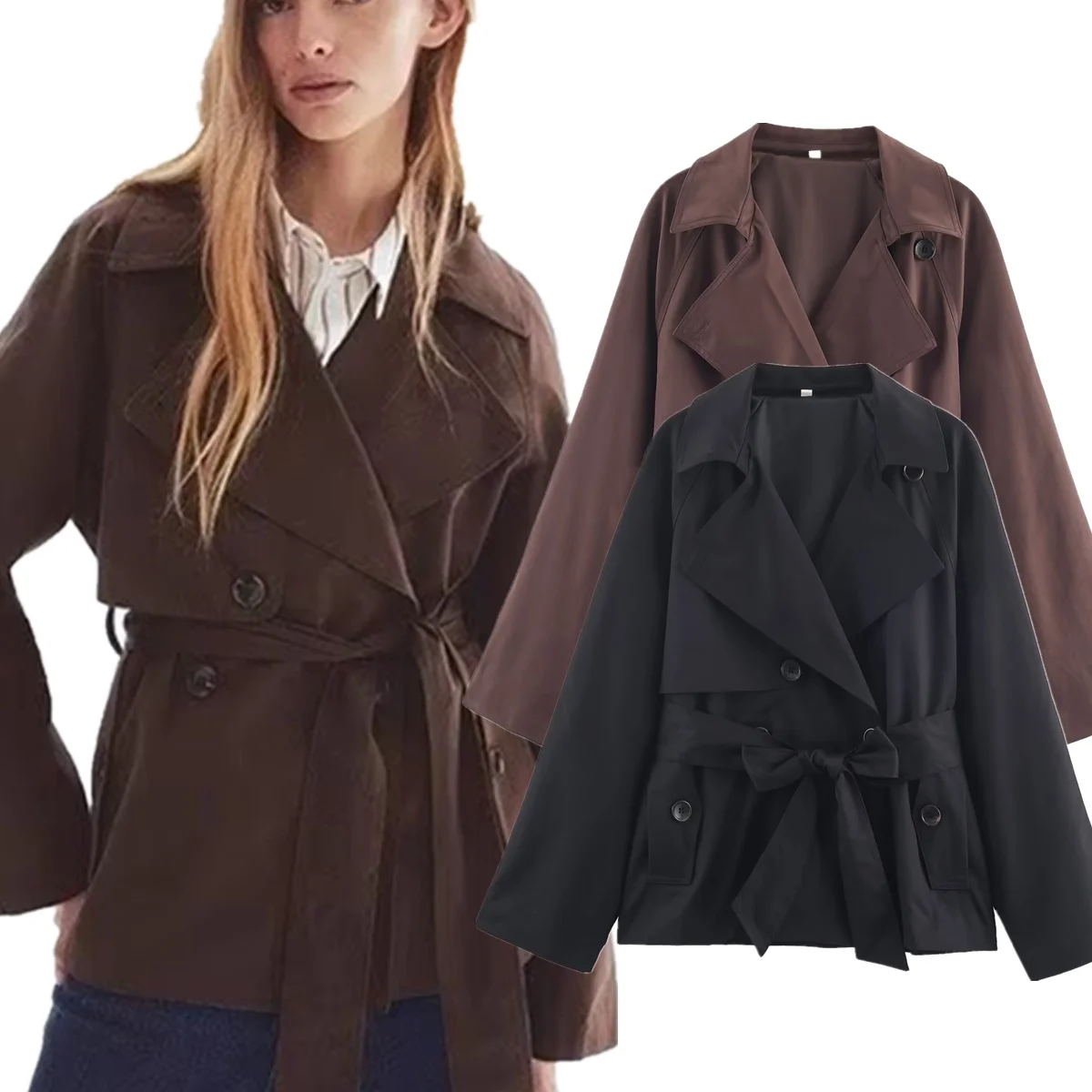 

Dave&Di Autumn Nordic Minimalist Fashion Lady Basic Jacket With Belt Women's Jacket Woman Clothes Tops Ropa mujer Blazer Woman