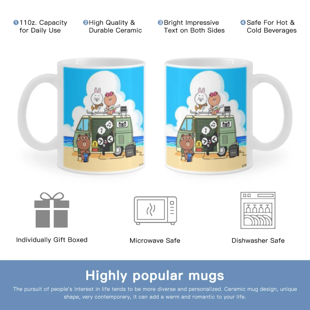 

L-LINE Friends Free shipping Ceramic Mug Cute Coffee Tea Milk Stave Mugs And Cups with Handle Novelty Gifts