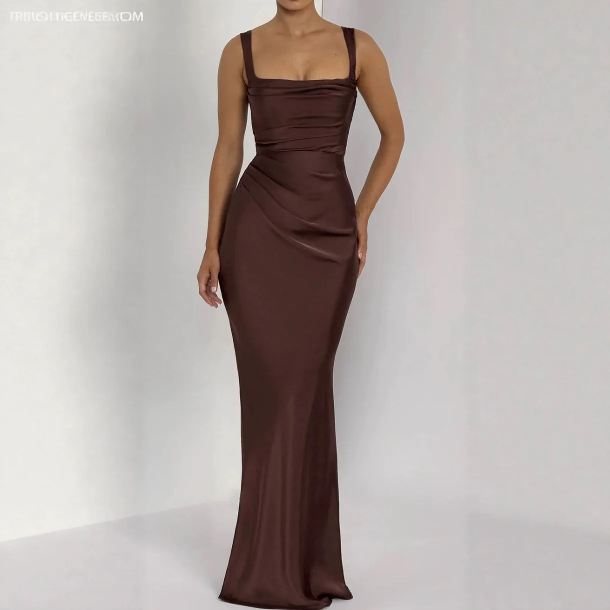 Mouwloze Jarreteljurk Dames Vierkant Satijn Backless Sexy Maxi-jurk Elegant Halter Off-shoulder Bodycon Club Feestjurken