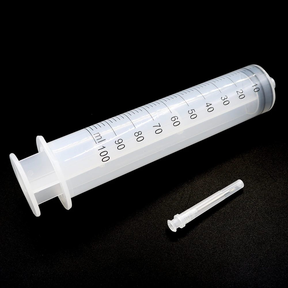 100ml/200ml Large Capacity Syringe Plastic Luer Lock Syringe With Glue Needle for Glue Dispensing, Oil Glue Liquid, Pet Feeding