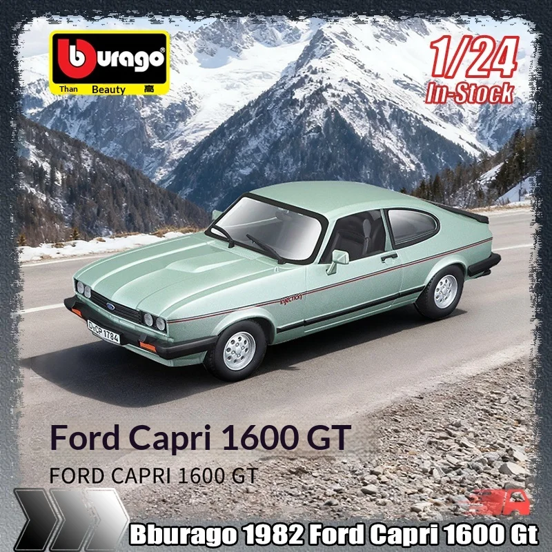 Neu auf Lager Bburago 1:24 1982 Ford Capri 1600 Gt Miniatur-Druckguss-Automodell aus Legierung für Jungen, Spielzeug, Geschenk und Ornamente-Kollektion