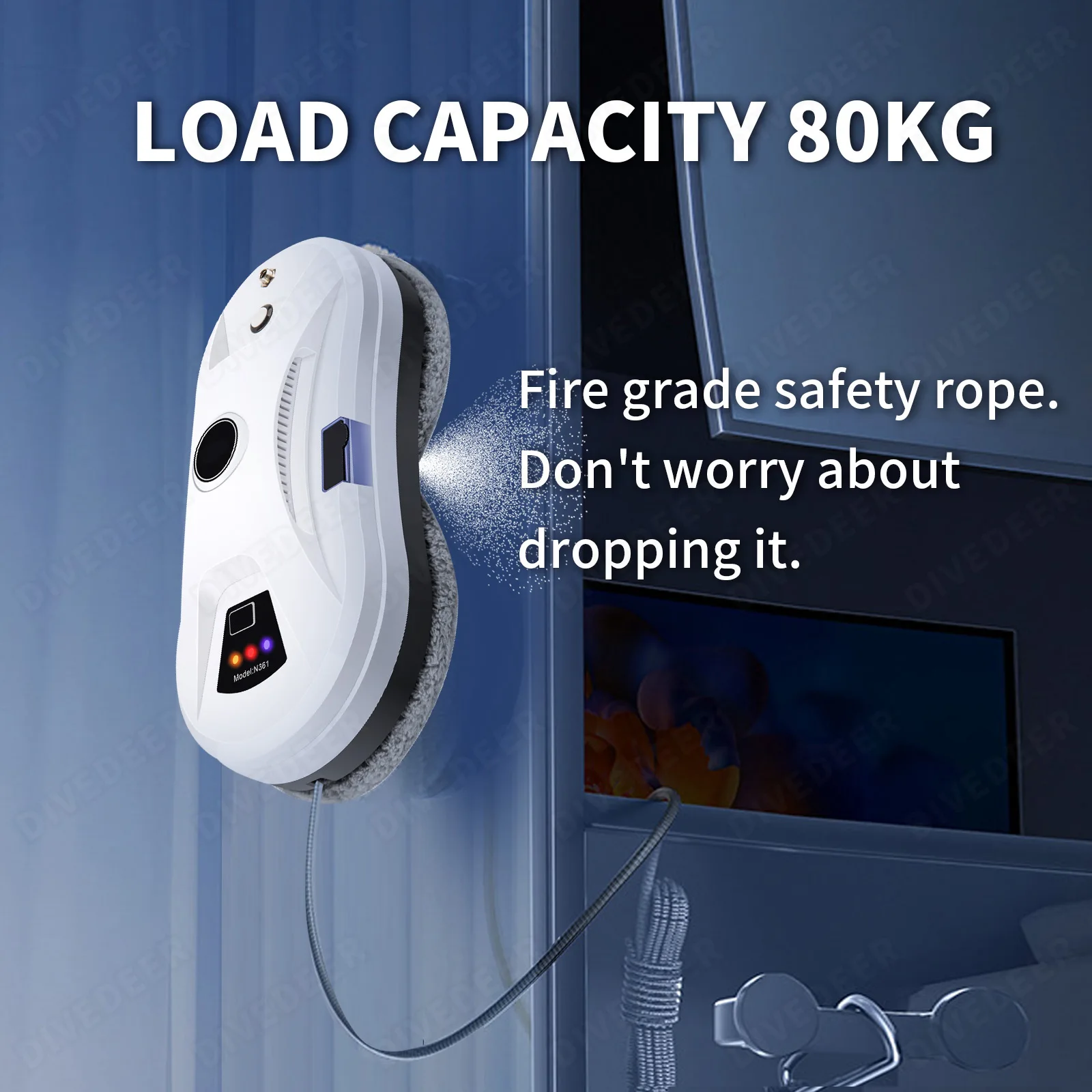 DIVEDEER Window Cleaning Robot, High-rise Window Anti-falling Cleaning Machine, High Suction Glass Cleaning Machine