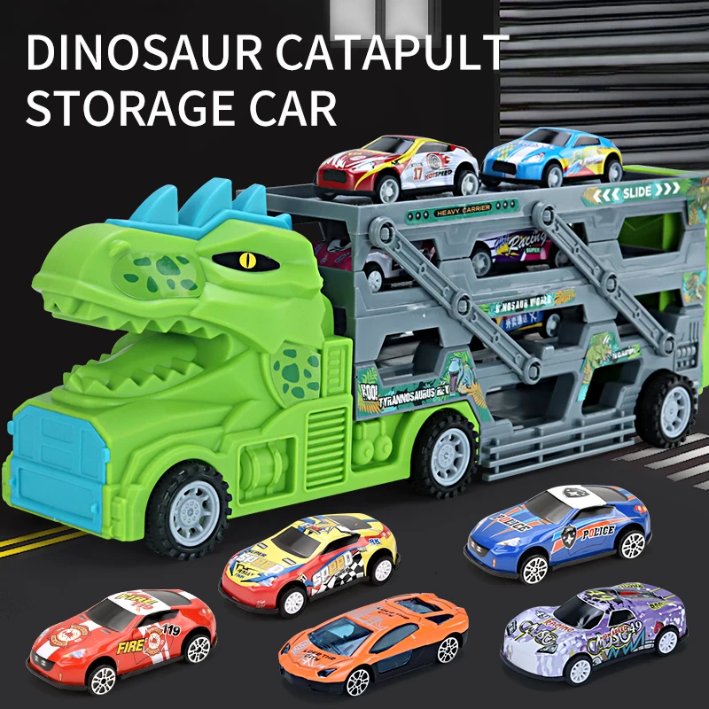 Dinosaur storage container delivery alloy car engineering car deformation truck ejection car Toy Boy Christmas Thanksgiving