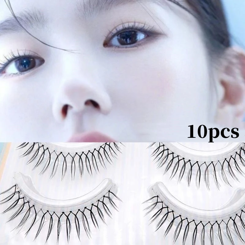 Korean False Eyelashes Natural Wispy Soft V Shaped Lash Extension idol Natural Transparent Stem Eyelashes Comic U-shaped Lashes