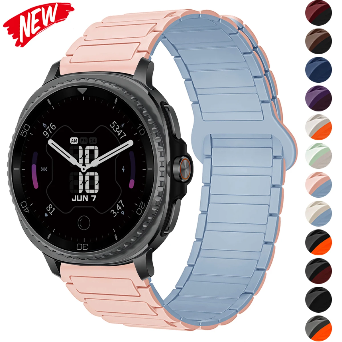 Magnetisches Armband für Samsung Galaxy Watch 8 40 44 mm zweifarbiges Silikonband für Galaxy 8 Classic 46 mm wasserdichtes Uhrenarmband