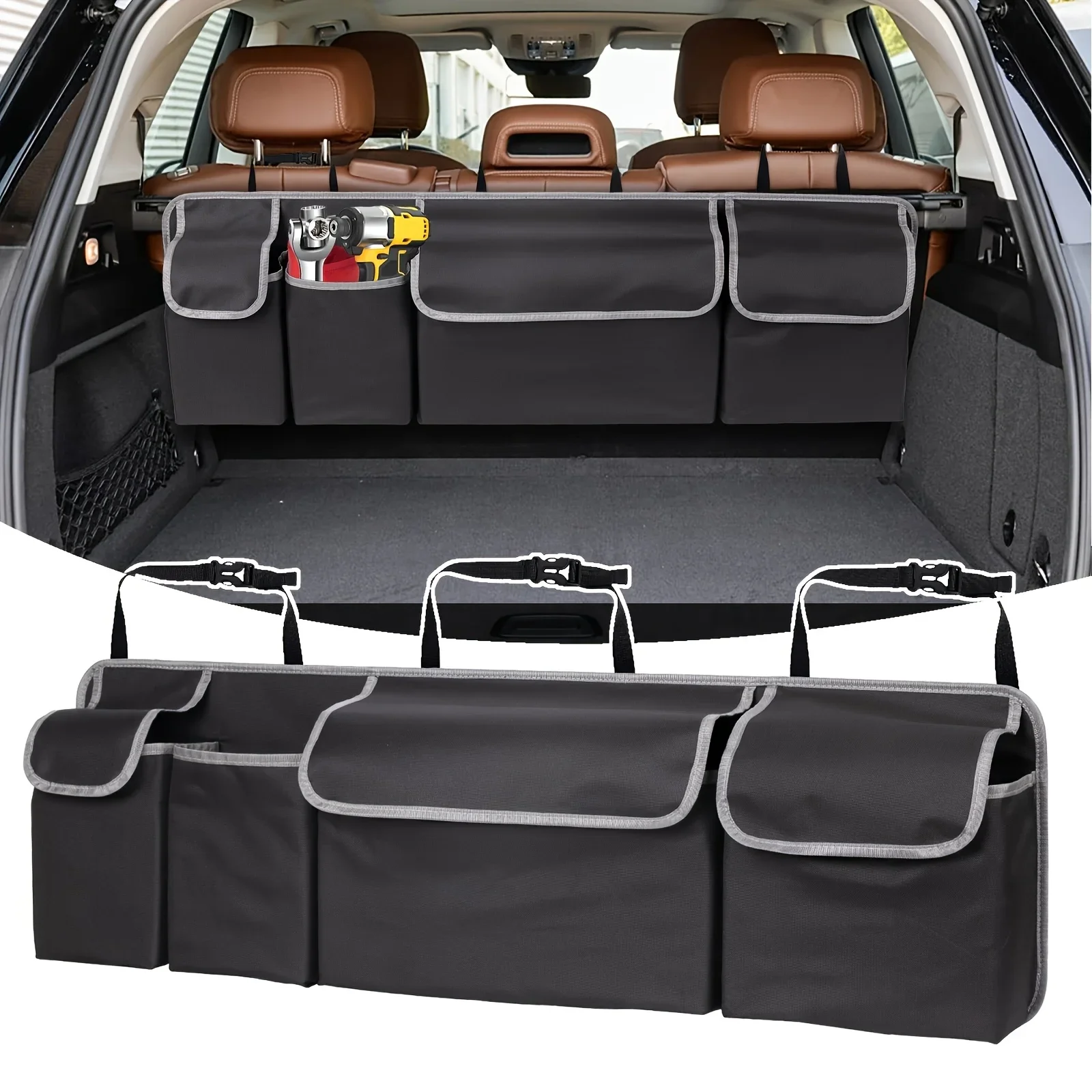 Car Trunk Organizer Backseat Storage Bag High Capacity Multi-use Oxford Car Seat Back Organizers Automobile Interior