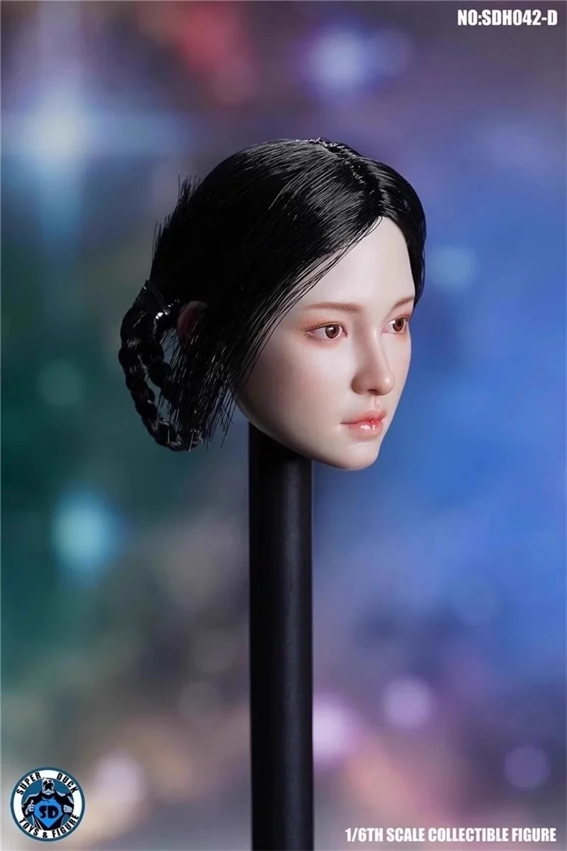 W magazynie SUPER DUCK 1/6 Scale SDH042 Gentle Sweet Style Asian Female Soldier Head Carving Fit 12inch Action Figure Model Toys