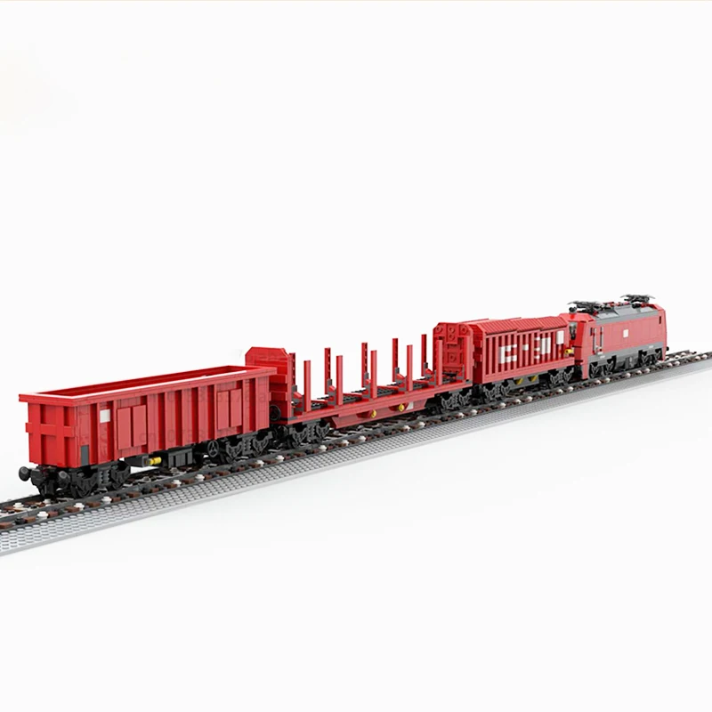 MOC City Model Cargo Express Train Mini klocki DIY części zmontowane technologia cegły kreatywny wyświetlacz zabawka dla dzieci prezent