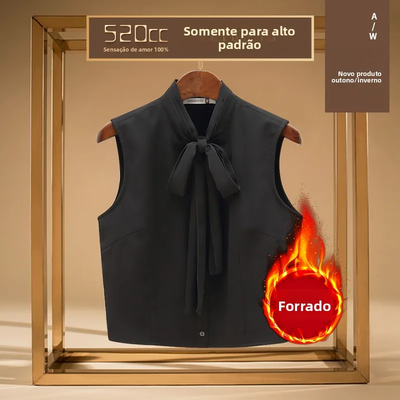 women's-faux-shirt-collar-with-bow-tie-warm-fleece-underlay-decorative-stand-collar-for-sweaters-velvet-lined-winter-accessory