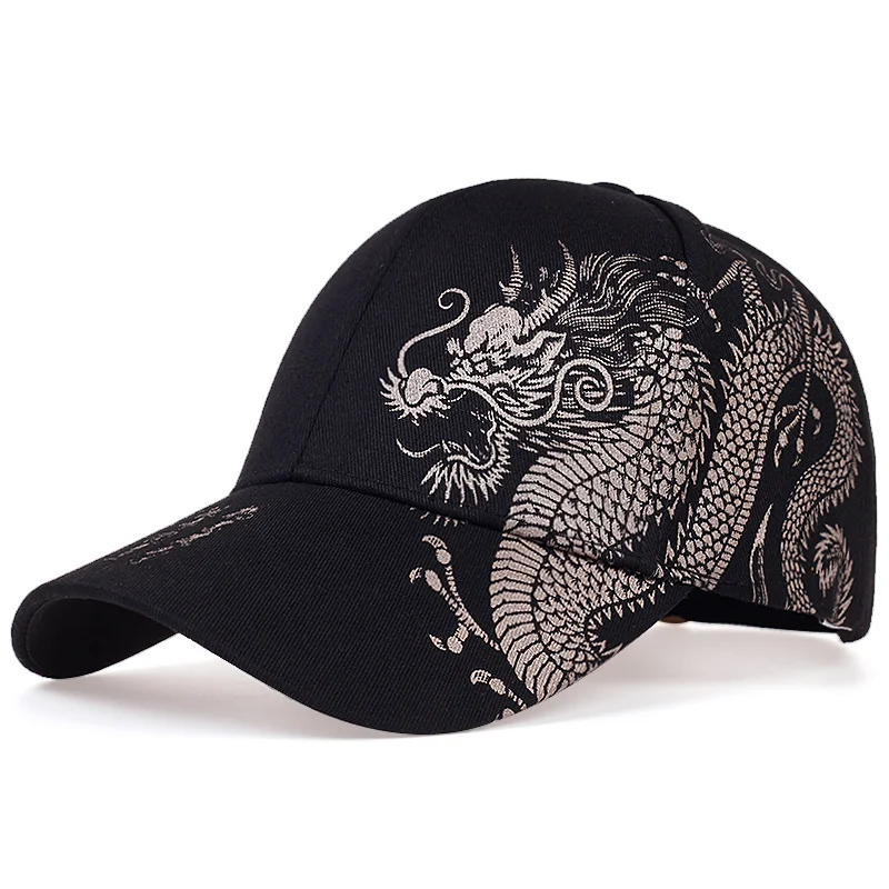 Unisex Golden Dragon Printing Snapback Baseball Caps Spring and Autumn Outdoor Adjustable Casual Hats Sunscreen Hat