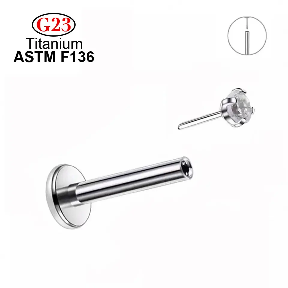 10pcs Sexy G23 ASTM F136 Titanium Push Pin 5A Zircon Labret Lip Nose Piercing For Women Ear stud Tragus Cartilage Jewelry
