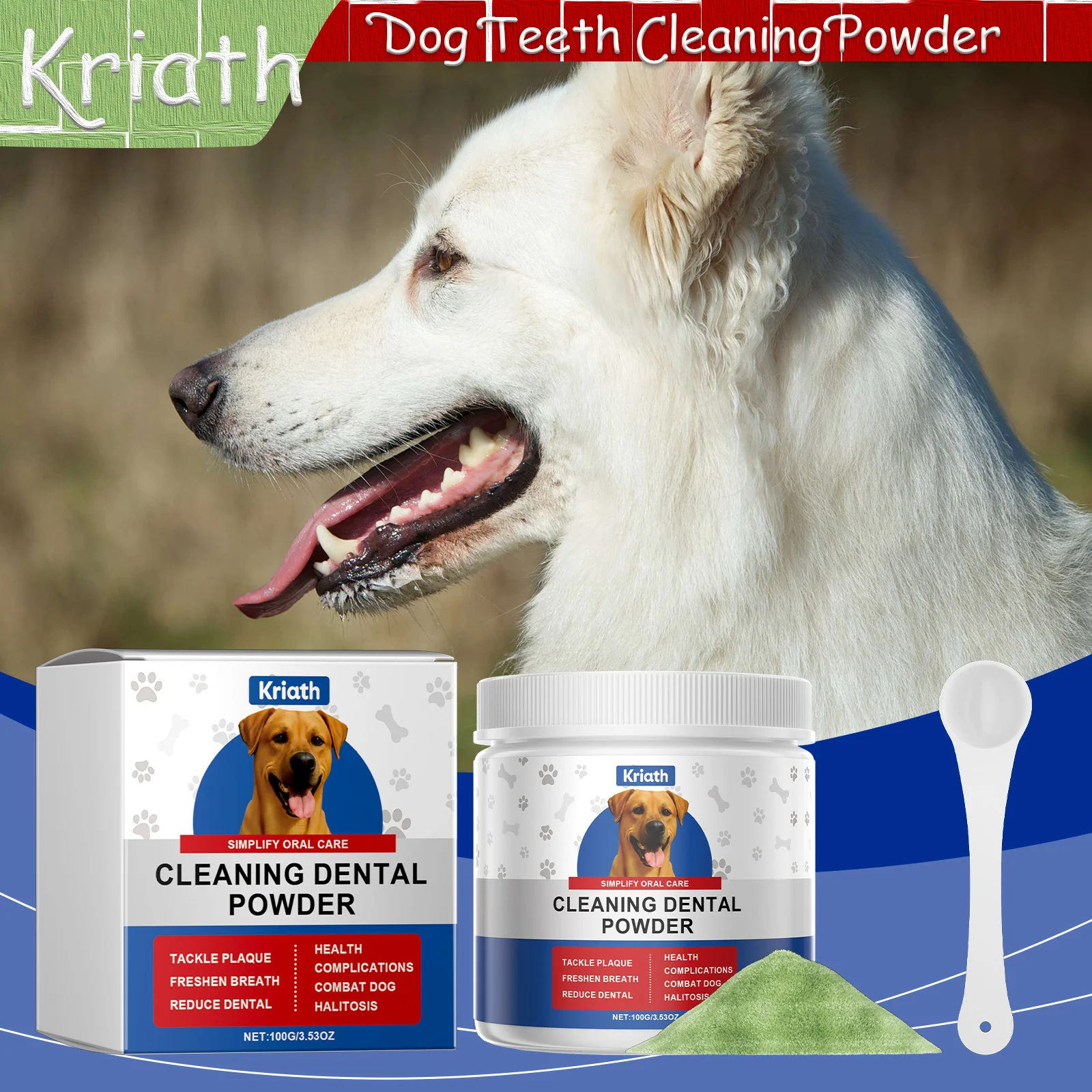 

100g Dog Tooth Cleaning Powder Gently Cleanses Dog Teeth, Cares for Oral Hygiene, is Fresh and Clean, and Pet Tooth Powder