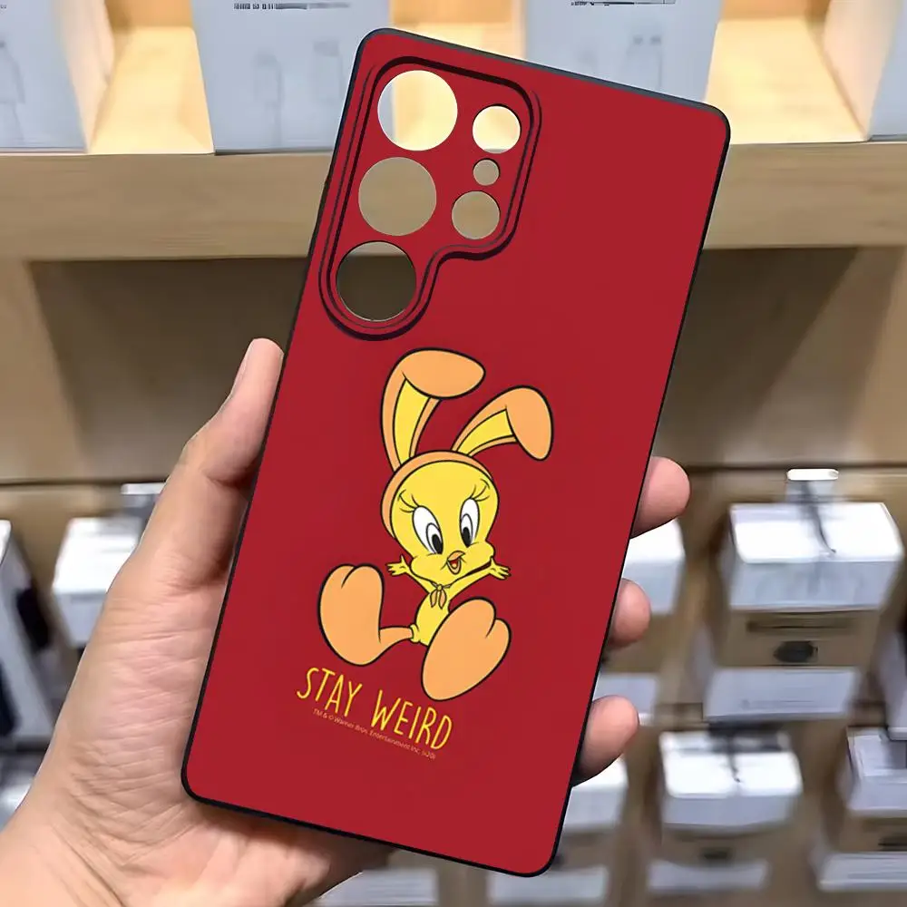Casing Ponsel Kartun Tweety Bird untuk Samsung A16 A26 A36 A56 A15 A25 A35 A55 A34 A24 A54 A23 A53 Cangkang Lunak Hitam