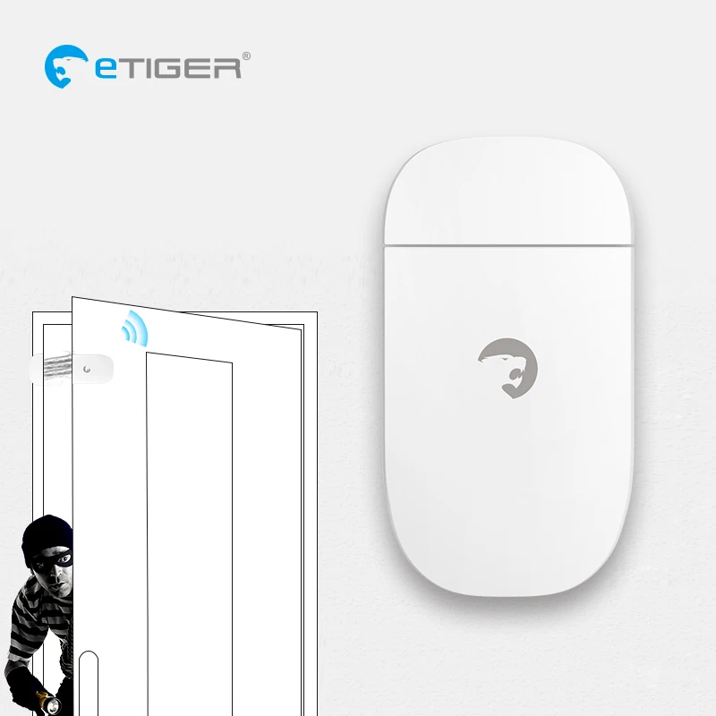 eTIGER ES-D3C Wireless Door/Window Contact Alarm powered with AAA battery Window Door Sensor Detector For eTiger Alarm