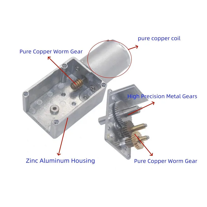 JGY-370 12V/24V DC Worm Gear Motor High Torque Engine Mini Turbine Worm Reducer Motor Self-Locking for DIY Mini Geared Motor