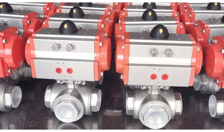 

pneumatic 4 way ball valve stainless steel air ball valve DN15 20 25 32 40 50 LL type