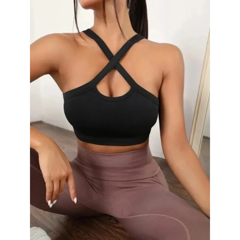 Reggiseno yoga per esercizi fitness con design incrociato frontale maturo sexy caldo di nuovi stili di alta qualità per le donne