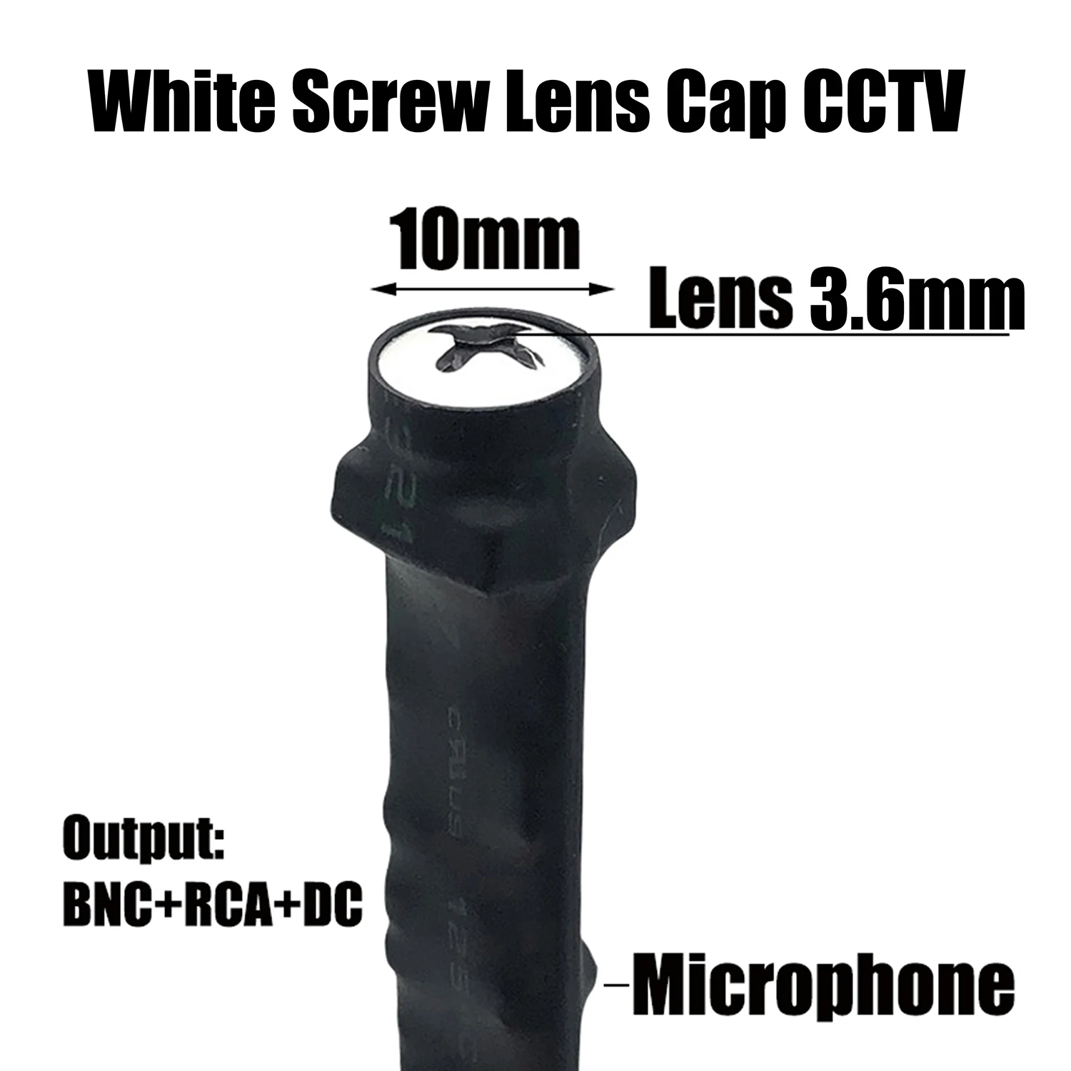 كاميرا تناظرية أمنية صغيرة بدقة 1080 بكسل، عدسة 3.6 ملم، BNC/RCA/DC، فيديو/صوت/طاقة، خيار PAL/NTSC