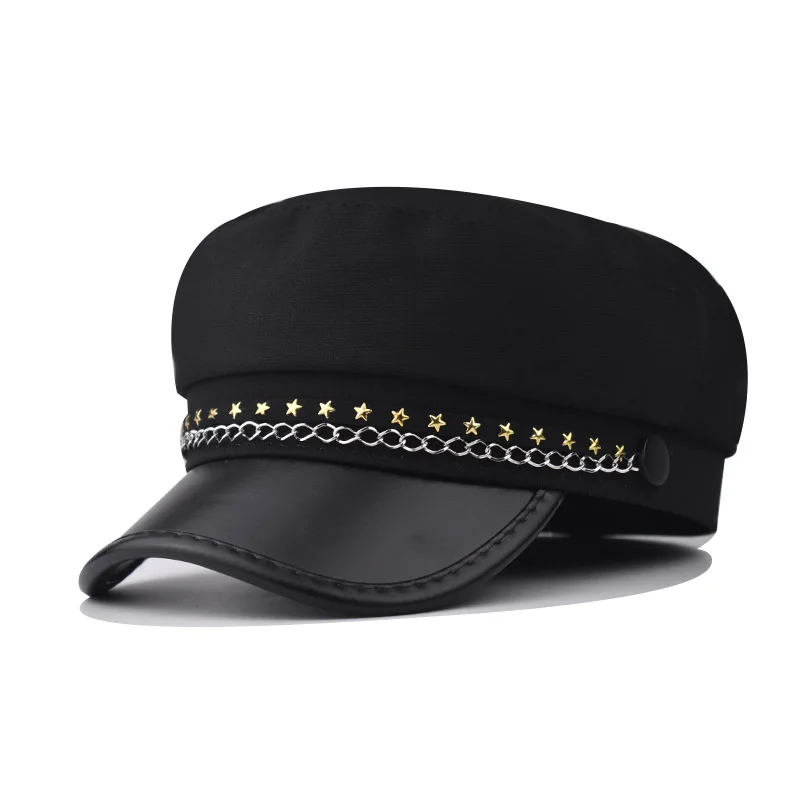 

New Trend Winter Hats for Women Pu Leather Boy Hat New Cool Women Baseball Cap Black Visor Hat Gorras Casquette