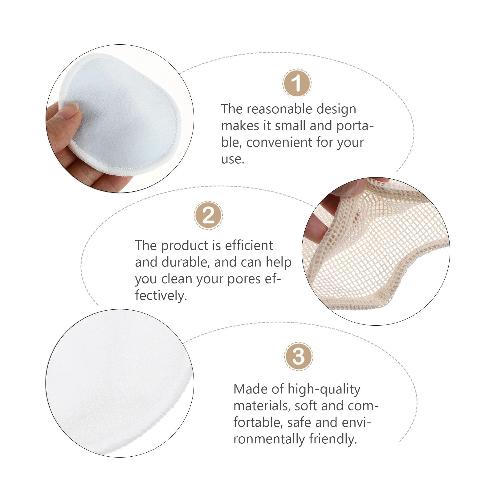 13 個メイク落としパッド竹繊維ソフト快適な肌に優しい洗顔再利用可能なパッドアクセサリー