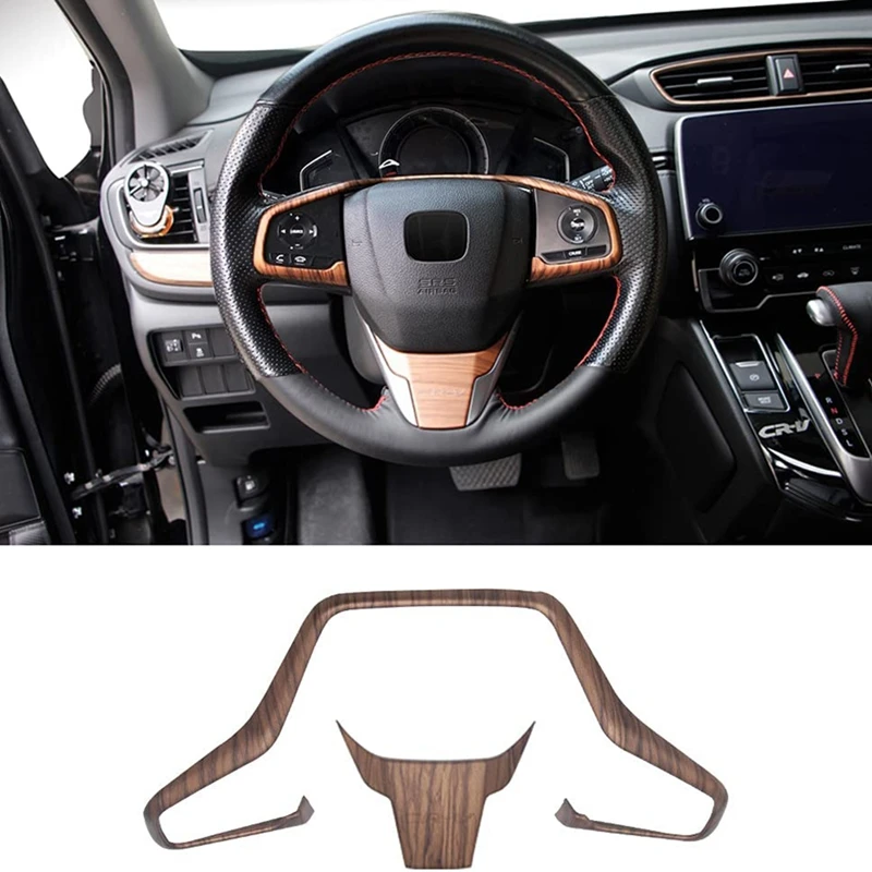 Steering Wheel Trim Fit For Honda CRV EX EX-L Touring 2017-2021 Peach Wood Grain Car Decoration(Not Fit For CR-V LX)