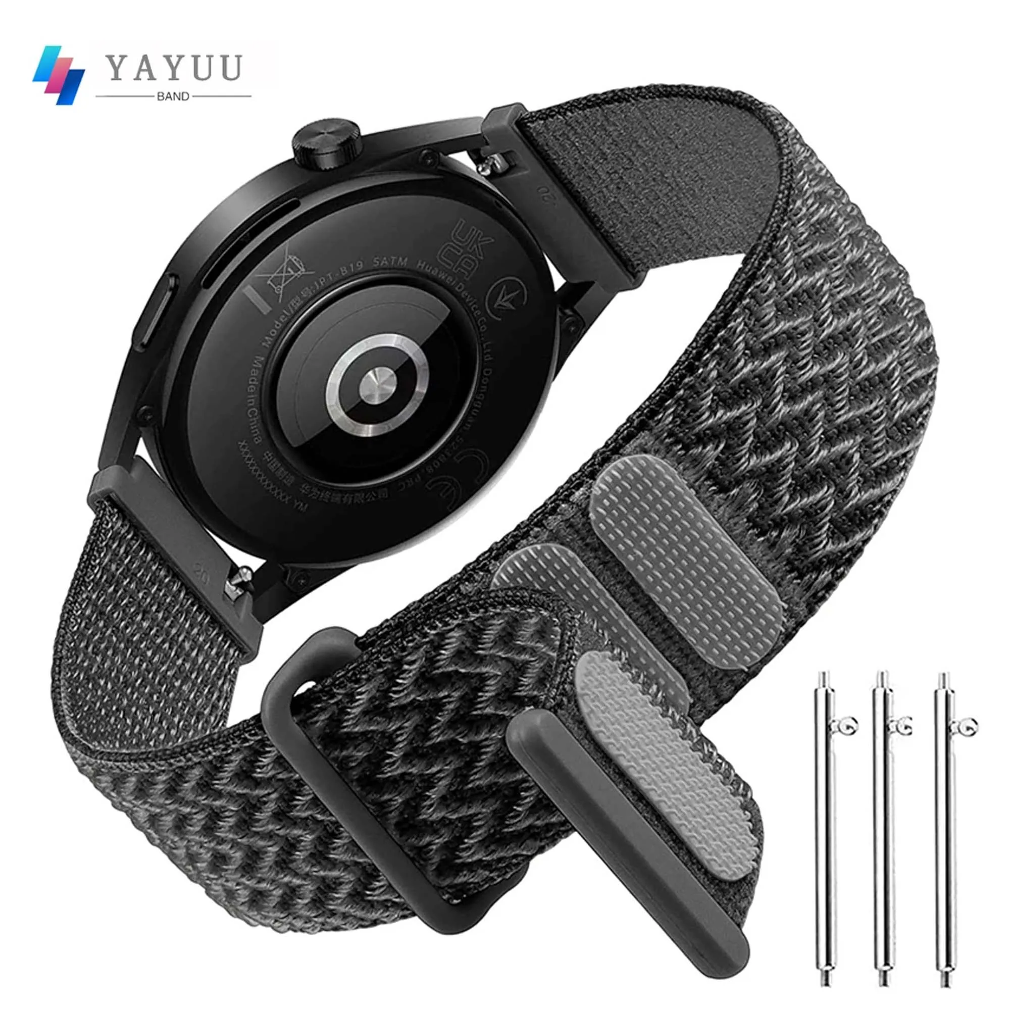 

YAYUU 22mm Solo Loop Nylon Band for Huawei Watch GT4 46mm/GT3 46mm/GT2 46mm/GT2 Pro/GT2e/Watch 3/3 Pro Adjustable Nylon Strap