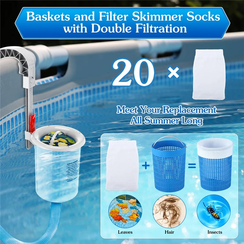 ABXF-Above Аксессуары для скиммера для бассейна с сеткой для шланга с функцией автоматической очистки, регулируемая конструкция поплавка