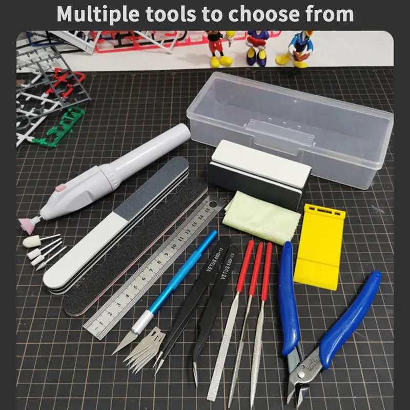 12pcs Model Assembly Tool With Pliers, Pen knife, Tweezers, Polisher, File Building Repairing Kit Beginner Model DIY Tool Set