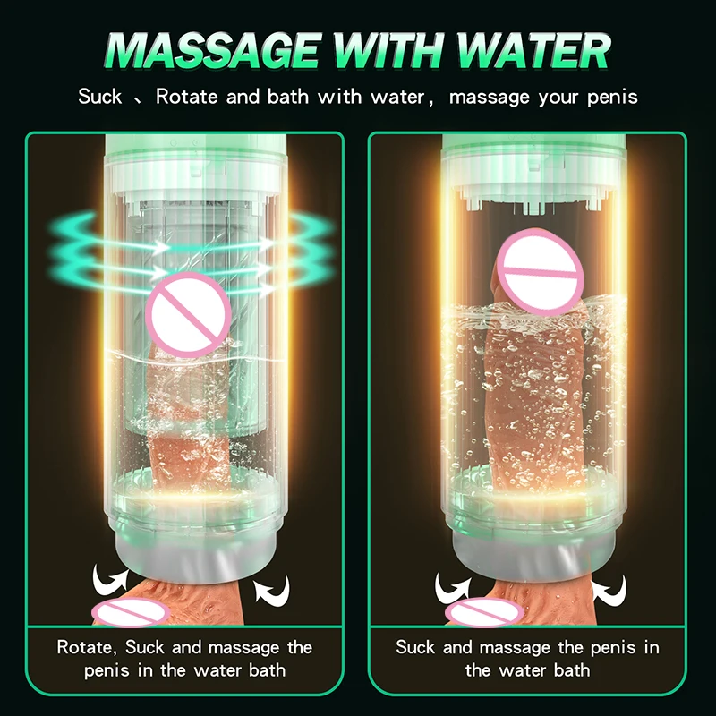 HESEKS 7 Rotating Sucking Water SPA Automatic Male Masturbators Real Pussy Adult Masturbation Sex Toys For Men Blowjob Machine