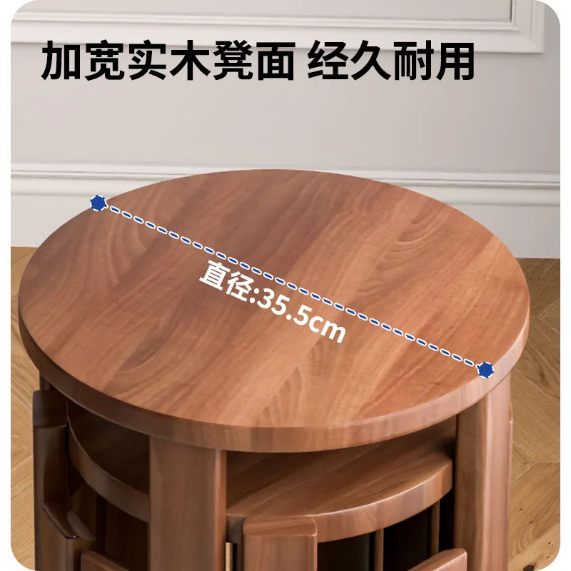 Stackable Stool Modern Dining Table Stool Log New Chinese Stacked Music Solid Wood Round Stool Coffee Table Household