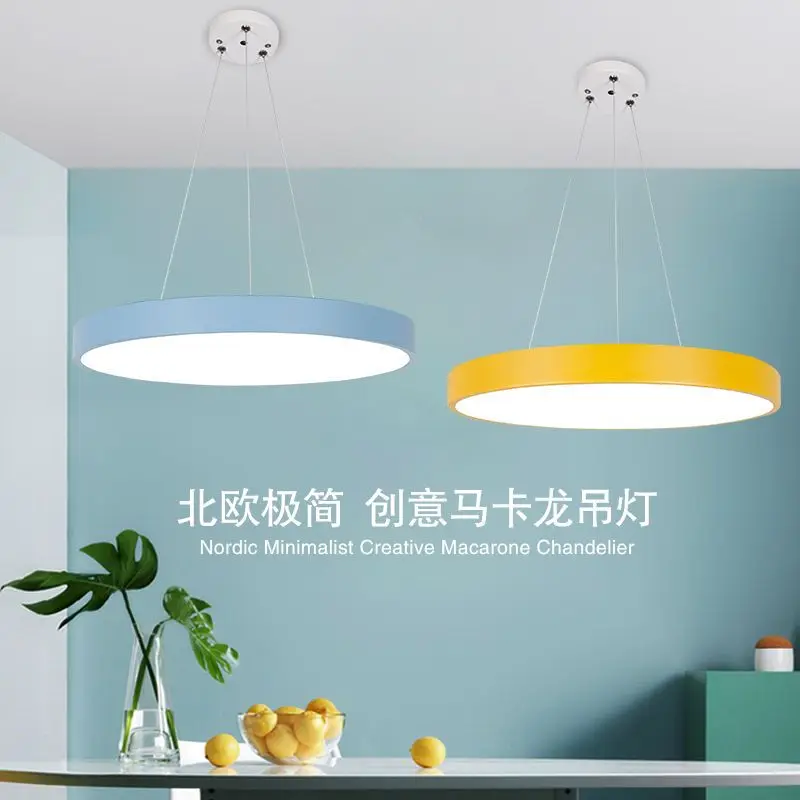 

Nordic Macaron LED Modern Pendant Light Creative Industrial Round Shape Chandeliers Bedroom Living Room Home Decor Hanging Lamps