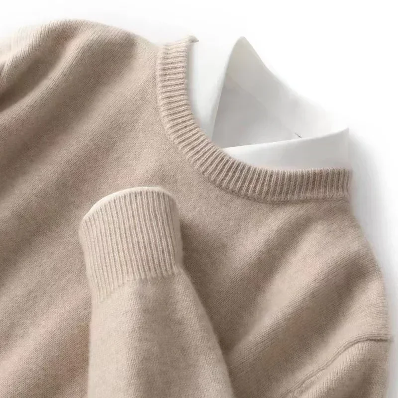 الخريف/الشتاء البلوز رجال الأعمال الكشمير الجولة الرقبة محبوك سترة صوفية سترة دافئة طويلة الأكمام سترة عالية الجودة