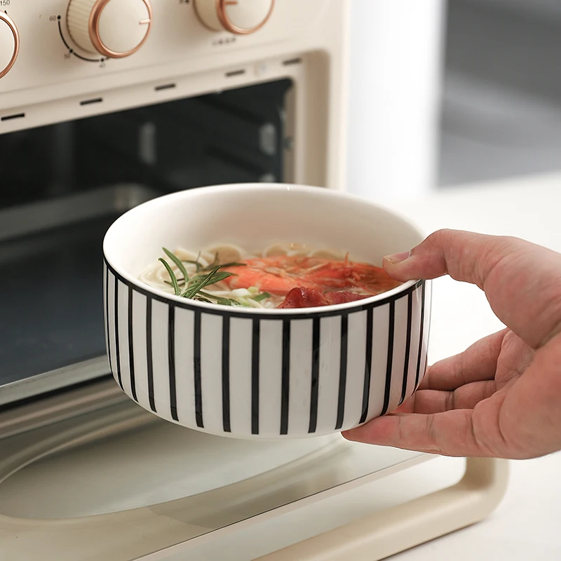 Microwave Oven Special Ceramic Lunch Box Fresh-keeping Box Round Heat-resistant Lunch Box Bowl with Lid Kitchen Rice Sealed Bowl